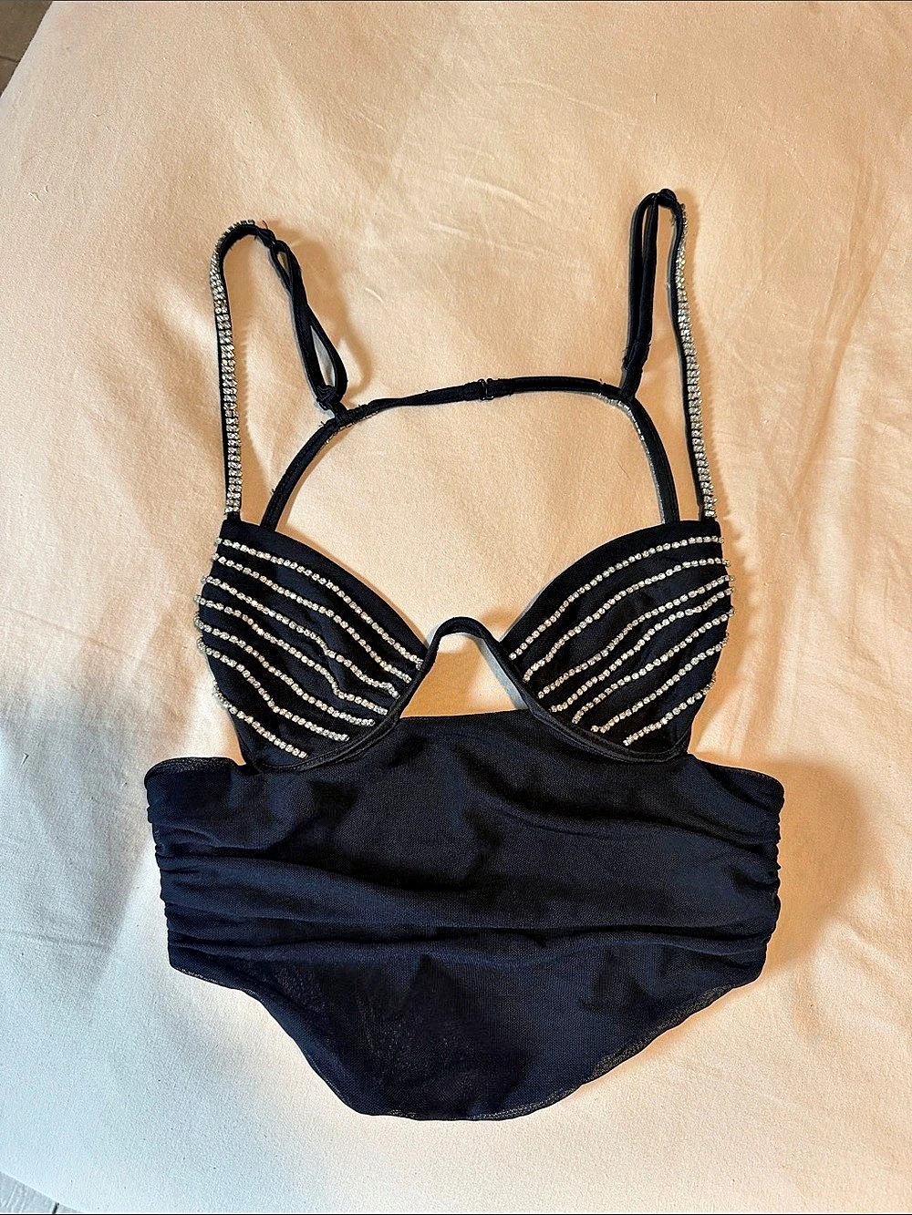 Embellished Black Corset Crop